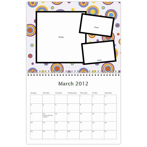 2012 Calendar Friends By Rose Mar 2012