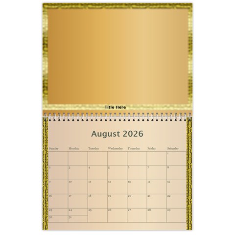 Memories In Gold 2026 (any Year) Calendar By Deborah Aug 2026