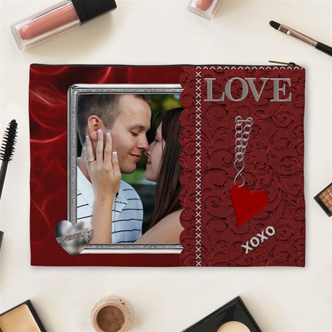Red Hot Love Xl Cosmetic Bag By Lil Back