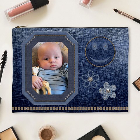Deluxe Denim Xl Cosmetic Bag By Lil Front