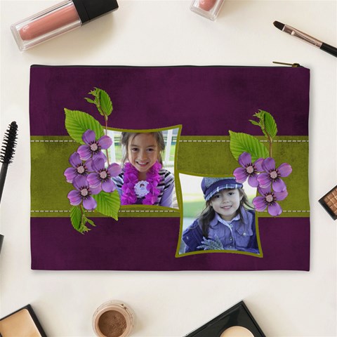 Cosmetic Bag (xl): Purple And Green 2 By Jennyl Back