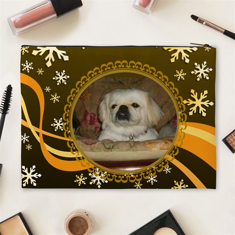 Golden Snowflake Xl Cosmetic Bag By Kim Blair Back