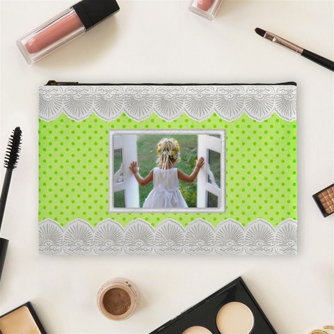 Lime And Lace Large Cosmetic Bag By Deborah Front