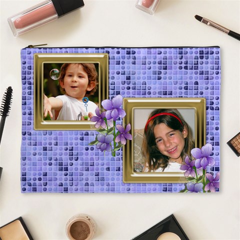 Little Violets Xl Cosmetic Bag By Deborah Front