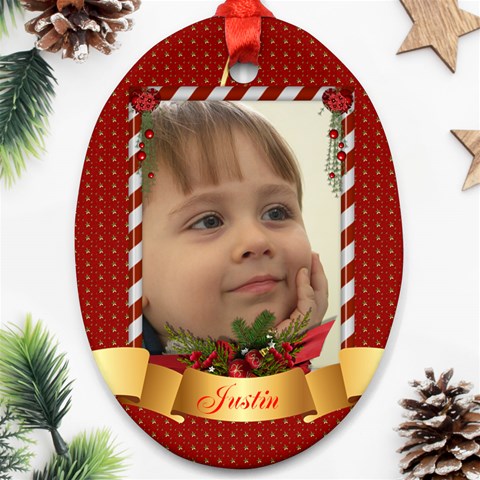 Christmas Ornament Oval 1(2 Sided) By Deborah Front
