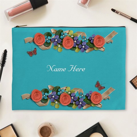 Xl Cosmetic Case: Big Flowers5 By Jennyl Front