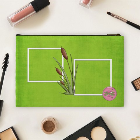 Green Cosmetic Bag (l) By Elena Petrova Back