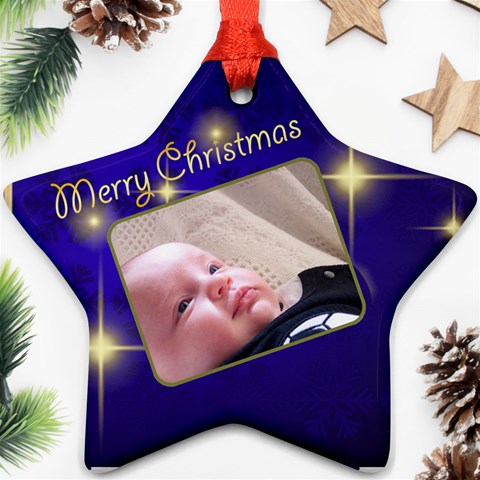 Merry Christmas Blue Star By Deborah Front