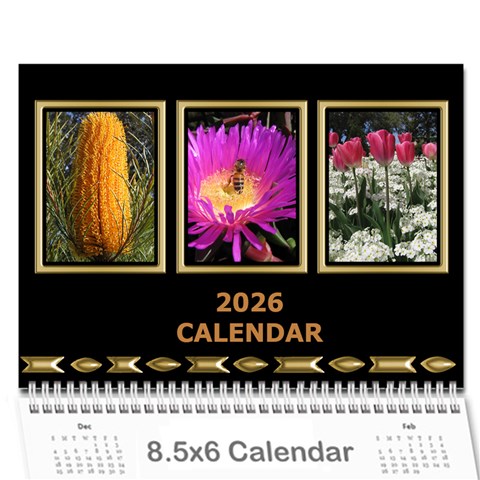 Black And Gold (any Year) 2026 Calendar 8 5x6 By Deborah Cover