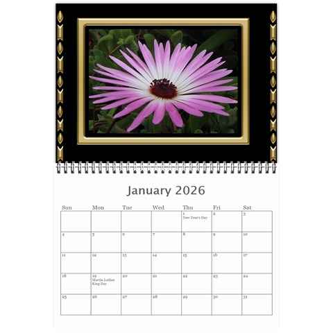 Black And Gold (any Year) 2026 Calendar 8 5x6 By Deborah Jan 2026