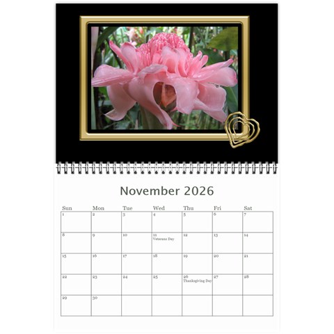Black And Gold (any Year) 2026 Calendar 8 5x6 By Deborah Nov 2026