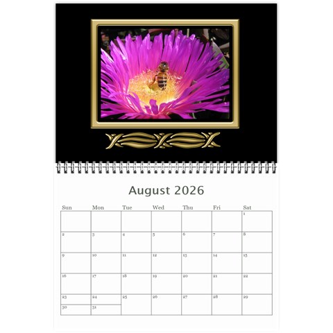 Black And Gold (any Year) 2026 Calendar 8 5x6 By Deborah Aug 2026