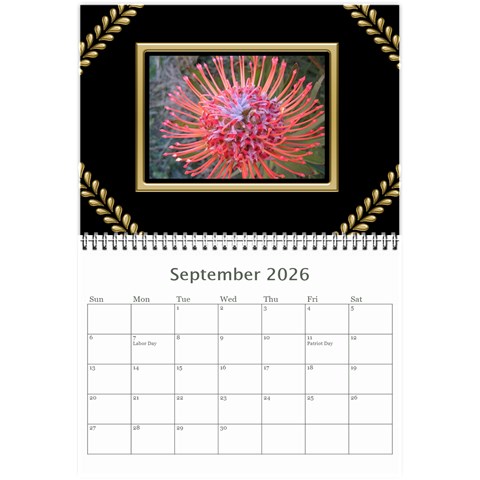 Black And Gold (any Year) 2026 Calendar 8 5x6 By Deborah Sep 2026