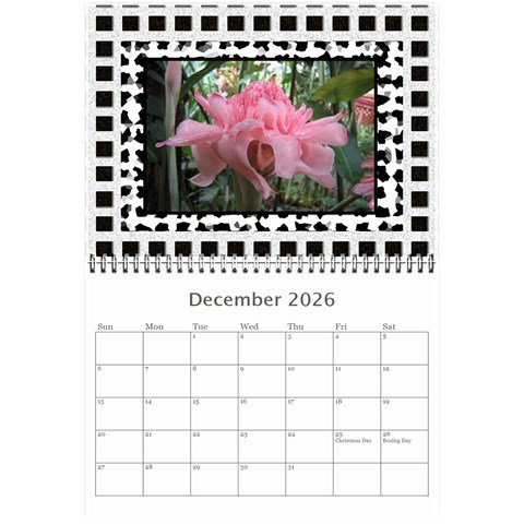 Modern Black And White Calendar 2026 (any Year) 8 5x6 By Deborah Dec 2026