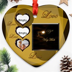 Love Heart Gold 2 side Heart ornament - Heart Ornament (Two Sides)