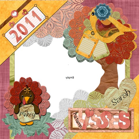 Autumn Kisses By Amarie 12 x12  Scrapbook Page - 1