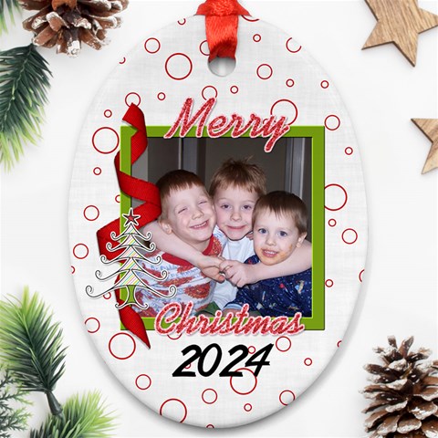 Oval Christmas Ornament 2024 B By Martha Meier Front