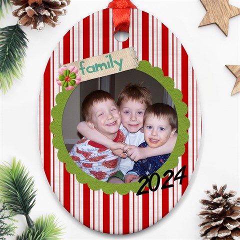 Oval Christmas Ornament 2024 Family By Martha Meier Front