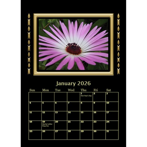 Black And Gold Desktop Calendar (6 Inch) By Deborah Jan 2026