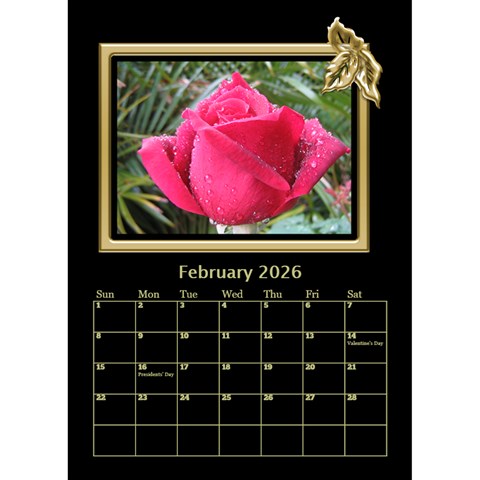 Black And Gold Desktop Calendar (6 Inch) By Deborah Feb 2026