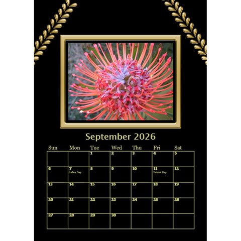 Black And Gold Desktop Calendar (6 Inch) By Deborah Sep 2026