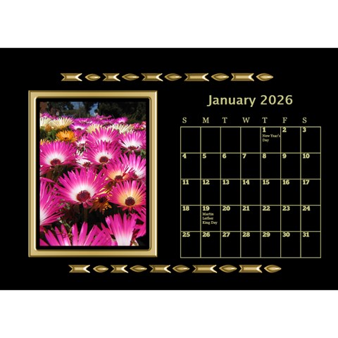 Black And Gold Desktop Calendar (8 5x6) By Deborah Jan 2026