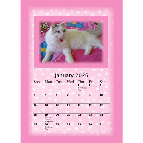 Pink Princess Desktop Calendar 2026 By Deborah Jan 2026