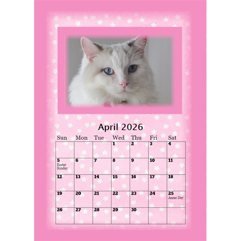 Pink Princess Desktop Calendar 2026 By Deborah Apr 2026