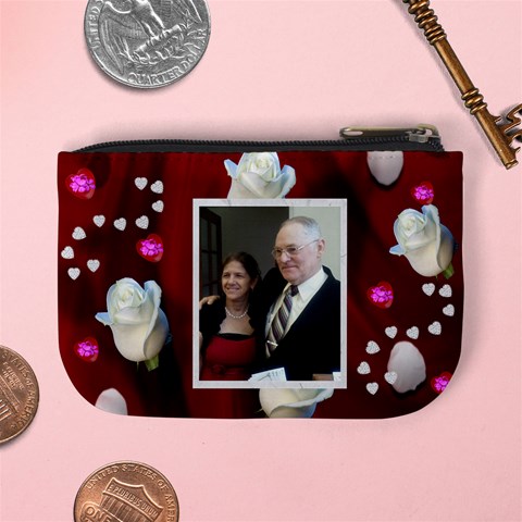 Hearts And White Roses Change Purse By Kim Blair Back