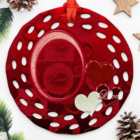 I Heart You Red Double Sided Filigree Ornament By Ellan Back