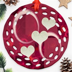 I Heart You hot pink double sided Filigree ornament - Round Filigree Ornament (Two Sides) I Heart You hot pink double sided Filigree ornament - Round Filigree Ornament (Two Sides)