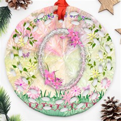 Spring has Sprung easter floral double sided Filigree ornament - Round Filigree Ornament (Two Sides) Spring has Sprung easter floral double sided Filigree ornament - Round Filigree Ornament (Two Sides)
