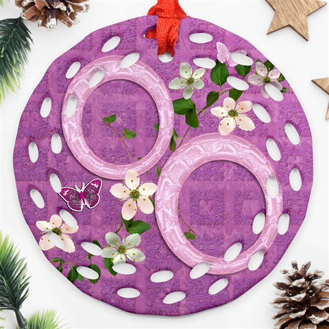 Spring Purple Floral Double Sided Filigree Ornament By Ellan Back