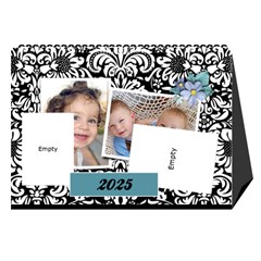Black & White With Flowers, Desktop Calendar 8 5x6