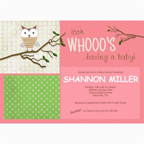 Whoo s Having A Baby! By Lana Laflen 7 x5  Photo Card - 2