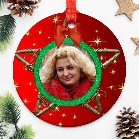 My Star Round Ornament (red) (2 Sided) By Deborah Front
