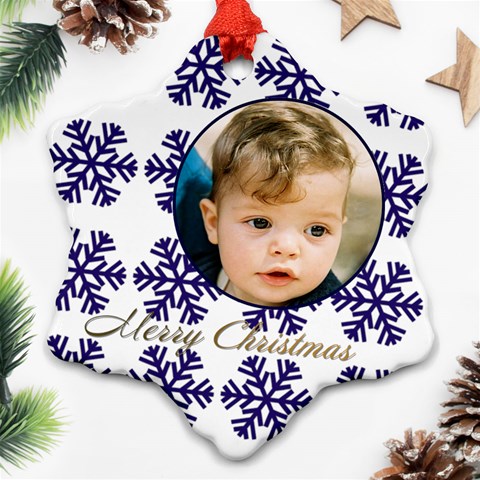 Blue Snowflake Ornament (2 Sided) By Deborah Front
