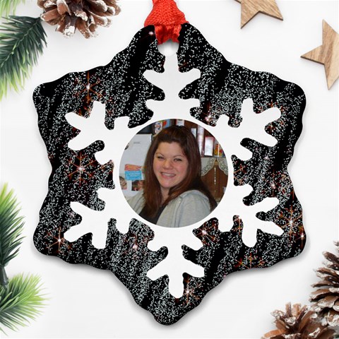 Bkack With White Snowflake Ornament By Kim Blair Front