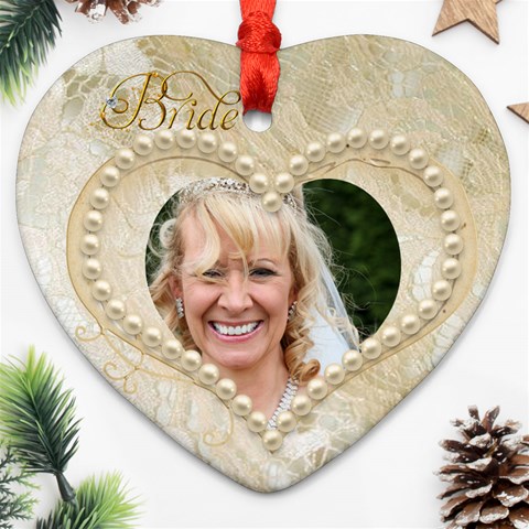 Bride & Groom Heart Double Sided Ornament By Catvinnat Front