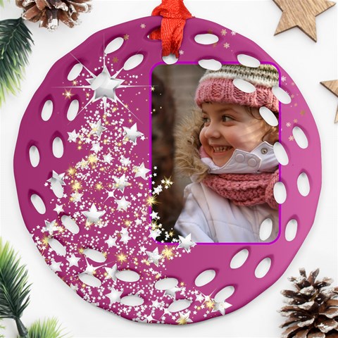 Pink Christmas Tree Filigree Ornament (2 Sided) By Deborah Front