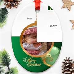Green Christmas Oval Ornament 2 - Ornament (Oval)