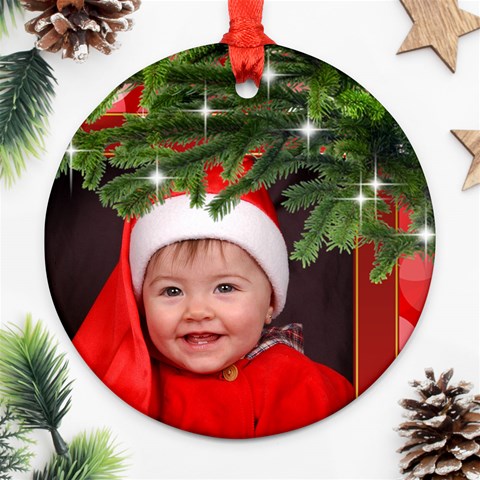 Merry Christmas Round Ornament (2 Sided) By Deborah Front