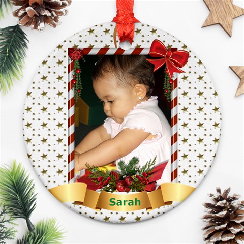 Christmas Ornament Oval (2 Sided) White By Deborah Front
