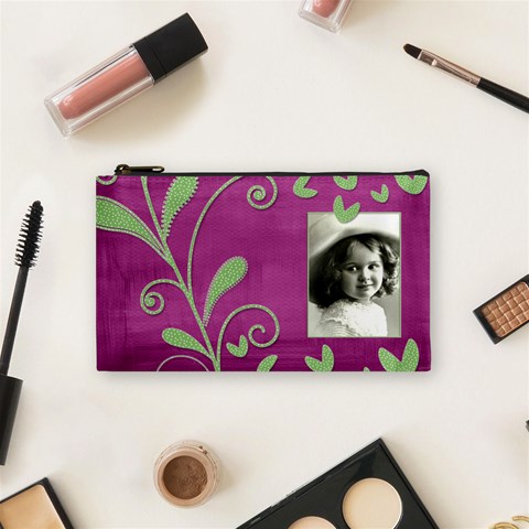 Purple Heart Small Cosmetic Bag By Catvinnat Front