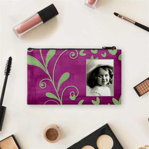 Purple Heart Small Cosmetic Bag By Catvinnat Back