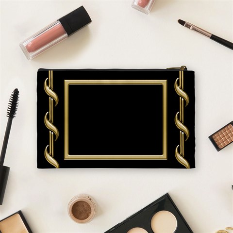 Black And Gold (medium) Cosmetic Bag By Deborah Back