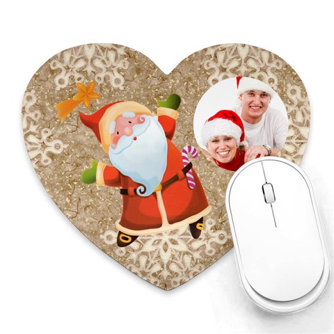Jolly Santa Heart Mousepad Mouse Mat By Catvinnat Front
