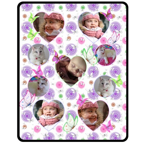 Flowers And Butterflies (medium) Fleece Blanket By Deborah 60 x50  Blanket Front