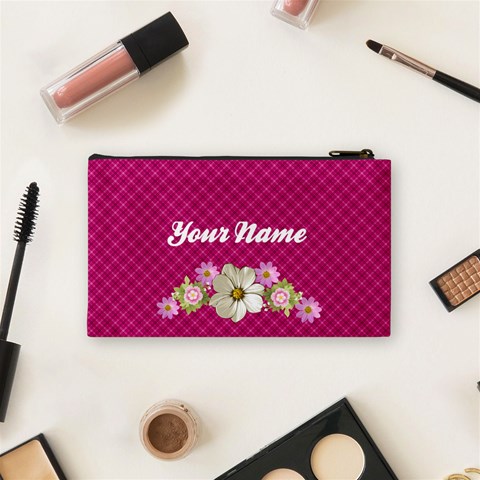 Pink Florals Cosmetic Bag Small By Happylemon Back