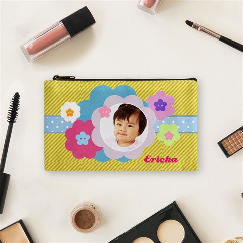 Pastel Flowers Cosmetic Bag Small By Happylemon Front